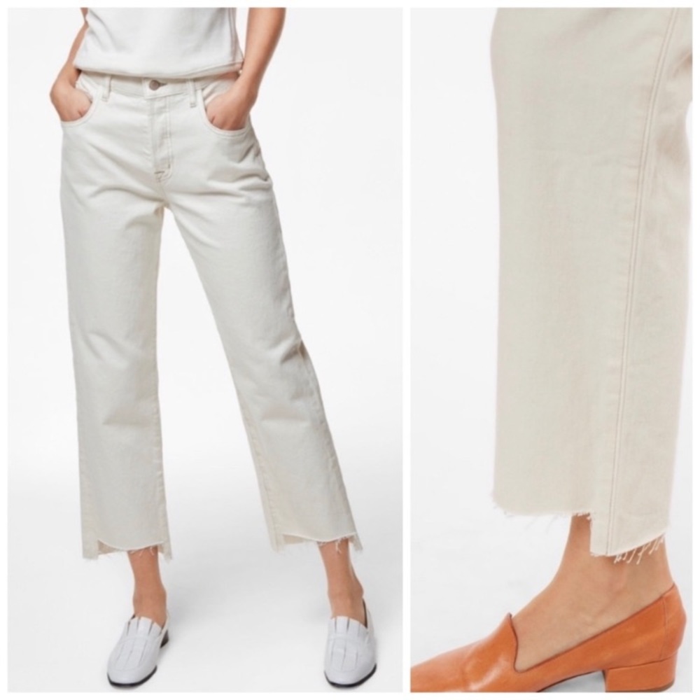 J Brand Wynne 100% Cotton High Rise Button Fly Crop Raw Hem Straight Jeans 32